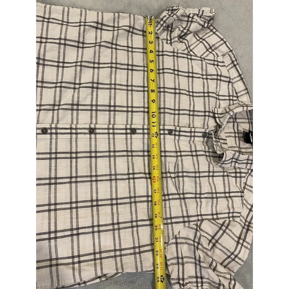 The North Face Shirt Mens Large Short Sleeve Button Up Casual Plaid White XL